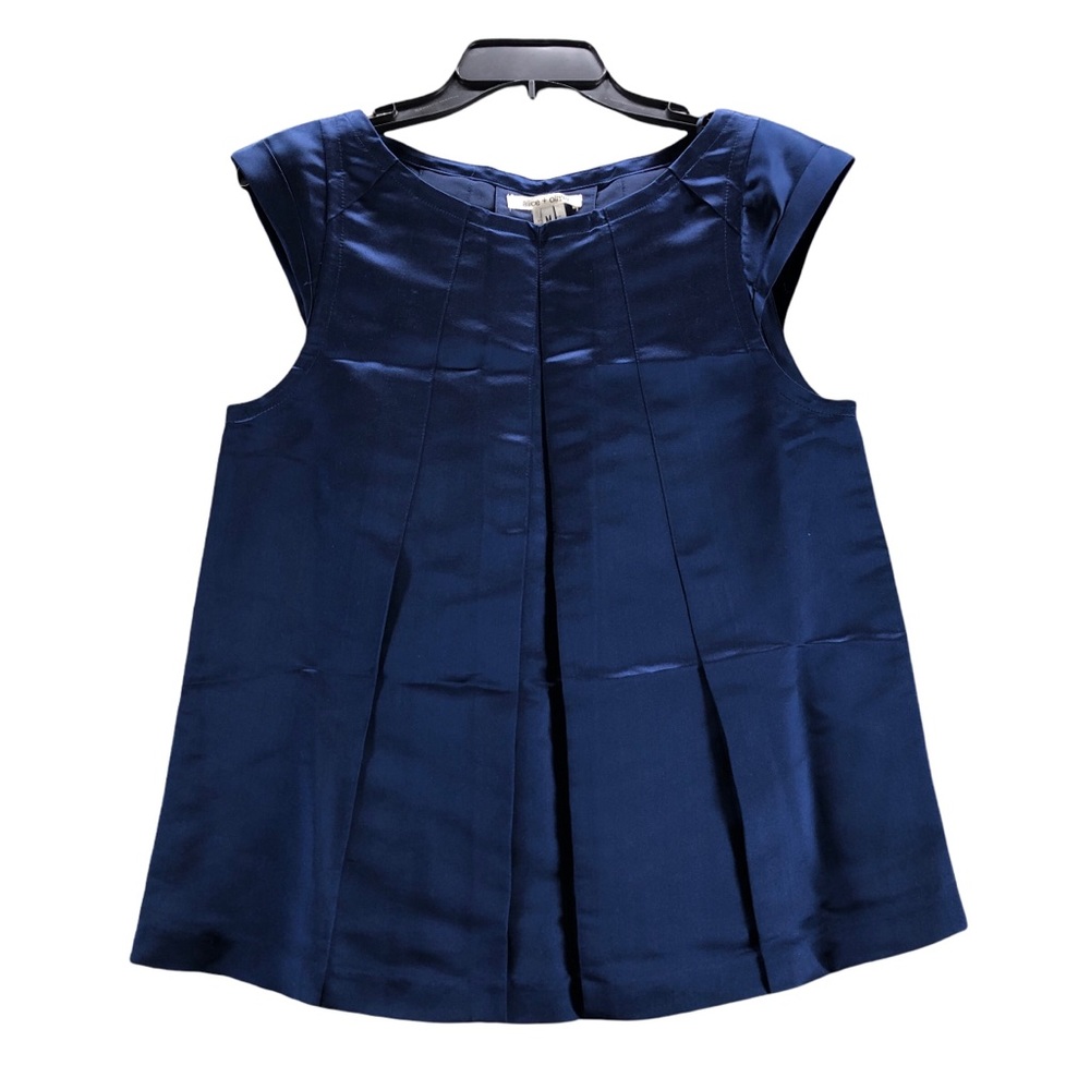 Alice + Olivia Top Blue 100% Silk size Medium Cap Sleeve